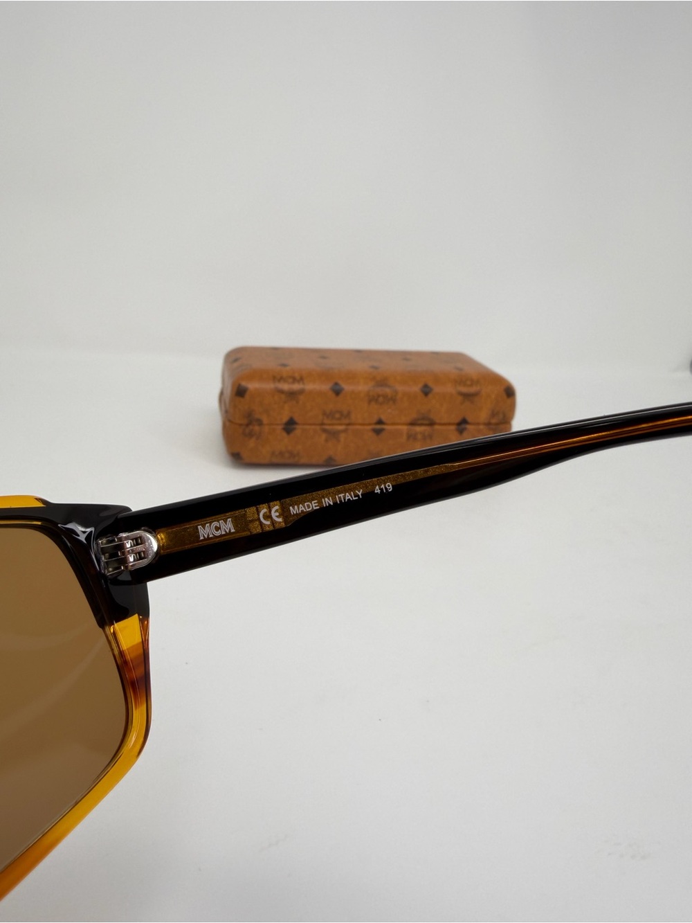 MCM Two-Tone Rectangular Sunglasses - Tortoise & Navy - Picture 6 of 11